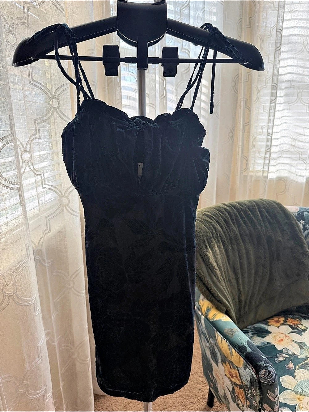 Black Floral Mini Dress